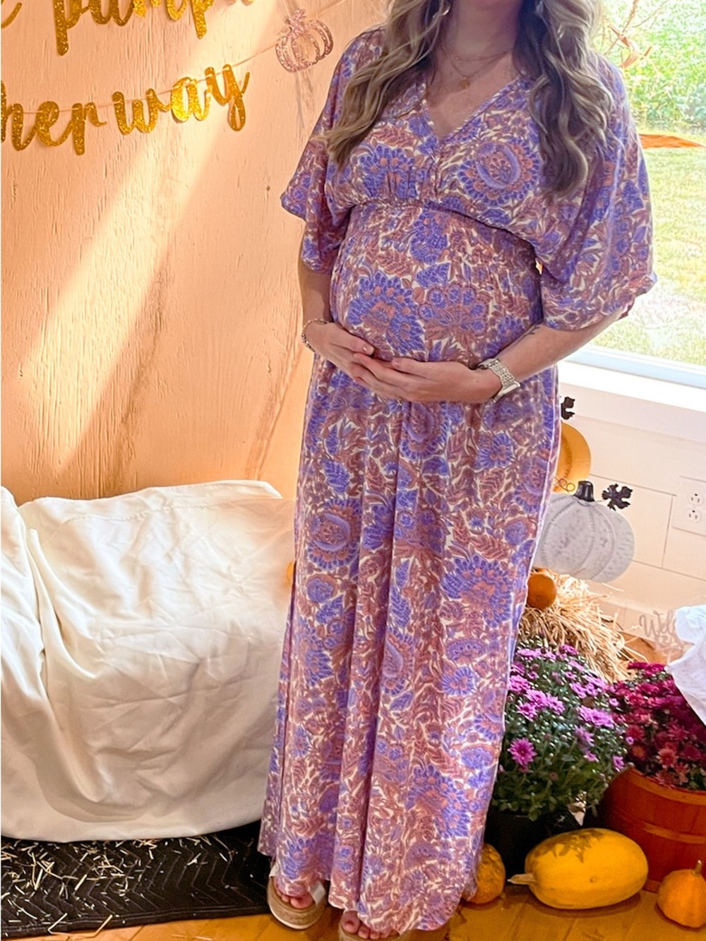 Purple Paisley Maternity Maxi Dress